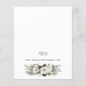Budget Winter White Floral & Pine 2 Wedding Flyer (Achterkant)
