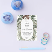 Budget Winter White Floral & Pine 2 Wedding Flyer (Enkel)