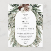 Budget Winter White Floral & Pine 2 Wedding Flyer (Voorkant)