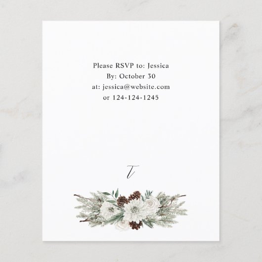 Budget Winter White Floral & Pine Tree Kerstmis (Achterkant)