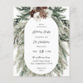 Budget Winter White Floral & Pine Tree Kerstmis Flyer (Voorkant)