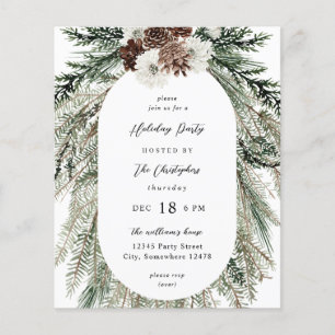 Budget Winter White Floral & Pine Tree Kerstmis Flyer