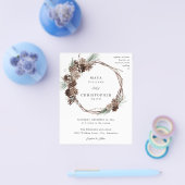 Budget Winter White Floral & Pine Wedding Wreate Flyer (Enkel)