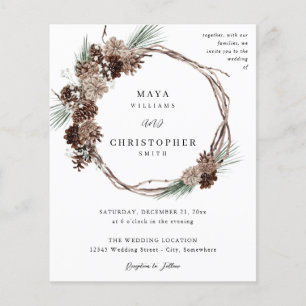 Budget Winter White Floral & Pine Wedding Wreate Flyer