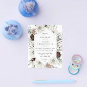 Budget Winter Witte Bloem en Pijnboom Kerstmis of  Flyer (Enkel)