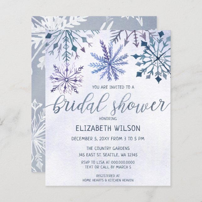 Budget Winter Wonderland Bridal Shower Uitnodiging (Voorkant / Achterkant)