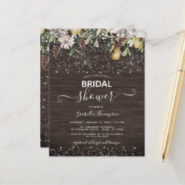 Budget Winter Wooden Bridal Shower Uitnodiging