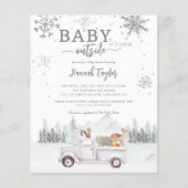Budget Winter Woodland Baby shower Uitnodiging (Voorkant)