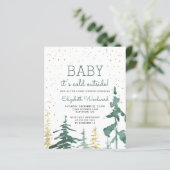 Budget Winter Woud Baby Shower Uitnodiging (Staand voorkant)