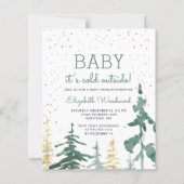 Budget Winter Woud Baby Shower Uitnodiging (Voorkant)