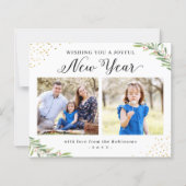 Budget Winterblad Nieuwe Jaar Fotokaart (Voorkant)
