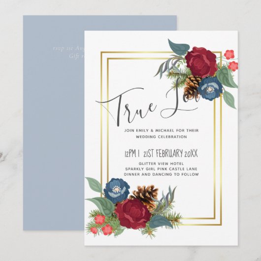 BUDGET  Winterhuwelijk Burgundy Turquoise Blauw Mo (Voorkant / Achterkant)