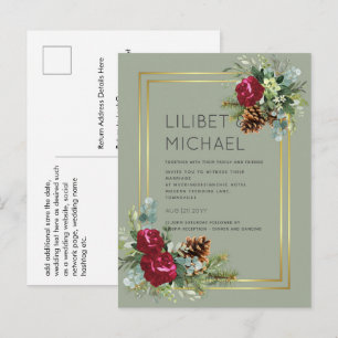 BUDGET Winterhuwelijk Rode Rosen Eucalyptus Briefkaart