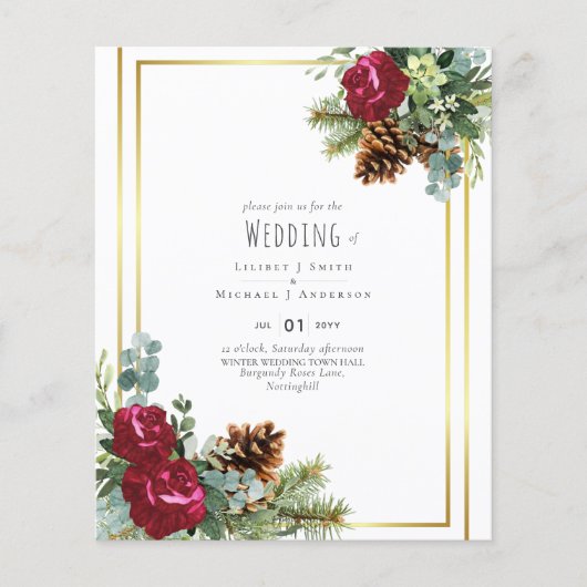 BUDGET Winterhuwelijk Rode Rozen Eucalyptus (Voorkant)