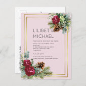 BUDGET Winterhuwelijk Rode Rozen Eucalyptus Briefkaart (Voorkant / Achterkant)