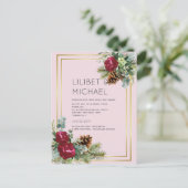 BUDGET Winterhuwelijk Rode Rozen Eucalyptus Briefkaart (Staand voorkant)