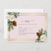 BUDGET Winterhuwelijk Witte Rozen Goud Stofblauw Briefkaart (Voorkant / Achterkant)