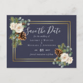 BUDGET Wintertrouw wit rozen goud stoffig blauw Briefkaart (Voorkant)