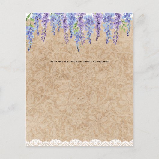 Budget Wisteria Bloemen Bruiloft Rustieke Kraft Ka (Achterkant)