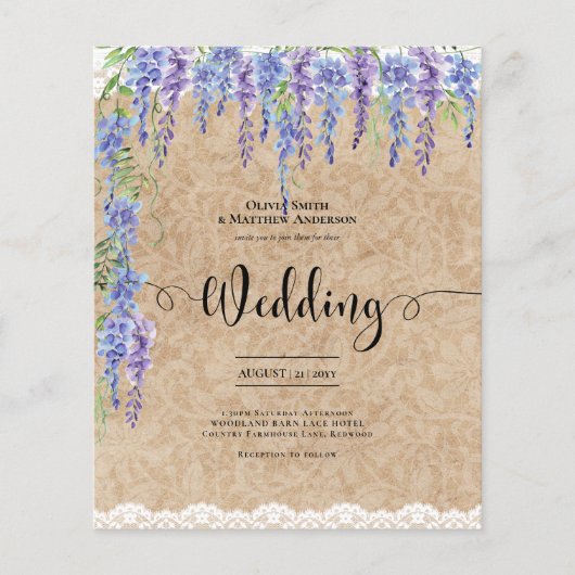 Budget Wisteria Bloemenbruiloft Rustieke Kraft Kan (Voorkant)