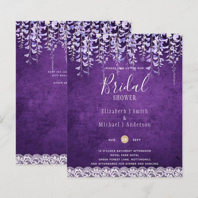 BUDGET Wisteria Floral Lace VRIJGEZELLENFEEST INVI (Voorkant / Achterkant)