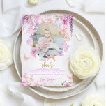 BUDGET Wisteria Gold Butterfly Kids Verjaardag Fot Bedankkaart<br><div class="desc">Het ontwerp heeft pastelkleuren zoals lavendel, munt en baby roze, versierd met zachte wisteria bloemen en speelse vlinders. Deze elementen creëer hebben een zacht, magisch gevoel. De uitnodiging bevat de woorden "bedankt" in glimmend gouden glitter script, het toevoegen van een vleugje sprankeling en plezier. Dit eenvoudige maar betoverende ontwerp is...</div>