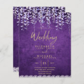 BUDGET Wisteria Paars Floral Lace Wedding INVITE (Voorkant / Achterkant)