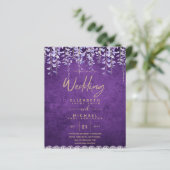 BUDGET Wisteria Paars Floral Lace Wedding INVITE (Staand voorkant)