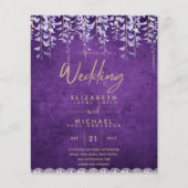 BUDGET Wisteria Paars Floral Lace Wedding INVITE (Voorkant)