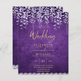 BUDGET Wisteria Paars Floral Lace Wedding INVITE