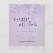 BUDGET Wisteria Paars Floral Lace Wedding INVITE (Voorkant)