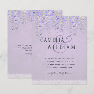 BUDGET Wisteria Paars Floral Lace Wedding INVITE