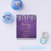 BUDGET Wisteria Paars Floral Lace Wedding INVITE Flyer (Enkel)