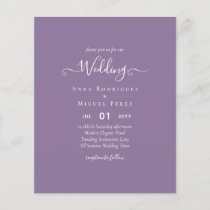 Budget Wisteria Paars Weddenschap Simple Monochrom Flyer