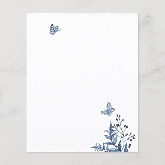 Budget Wit Blauw Wildbloem Vogel Bloemen Bruiloft (Achterkant)