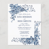 Budget Wit Blauw Wildbloem Vogel Bloemen Bruiloft (Voorkant)