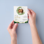 Budget Wit en Smaragd Agaat Eucalyptus Bruiloft Flyer (Hand)