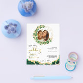 Budget Wit en Smaragd Agaat Eucalyptus Bruiloft Flyer (Enkel)