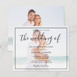 Budget wit-en-zwart foto-huwelijksuitnodiging