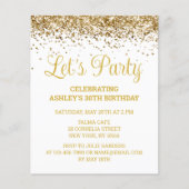 Budget Wit & Goud 30e Verjaardagsfeestuitnodiging (Voorkant)