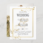 BUDGET Wit Goud FOTO Huwelijksuitnodiging (Voorkant / Achterkant)