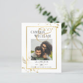 BUDGET Wit Goud FOTO Huwelijksuitnodiging (Staand voorkant)