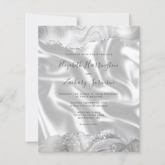 Budget Wit Grijs Zilveren Agaat Witte Zijde Trouwe (Voorkant)