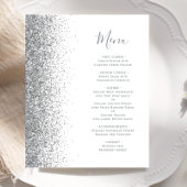 Budget Wit Zilver Glitter Edge Wedding Menu