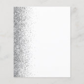 Budget Wit Zilver Glitter Edge Wedding Menu (Achterkant)