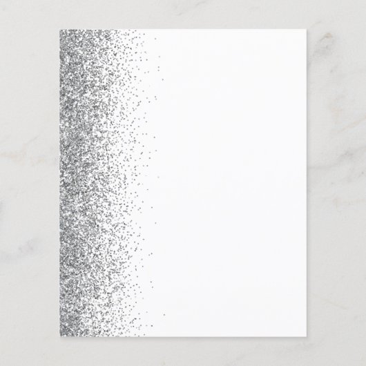 Budget Wit Zilver Glitter Edge Wedding Menu (Achterkant)