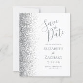 Budget Wit Zilver Save the Date Kaart (Voorkant)