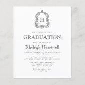 Budget Wit Zwart Monogram Crest Graduation Party (Voorkant)