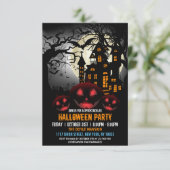 Budget Witch Pumpkin Dark Haunted House Halloween Kaart (Staand voorkant)