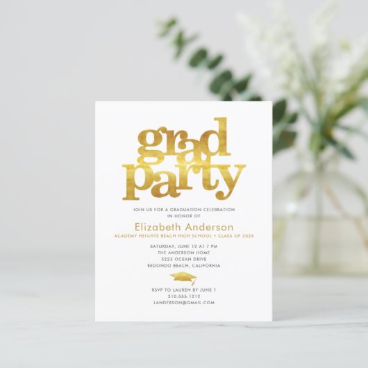 Budget witgoud afstudeerder pet moderne feestuitno (Staand voorkant)